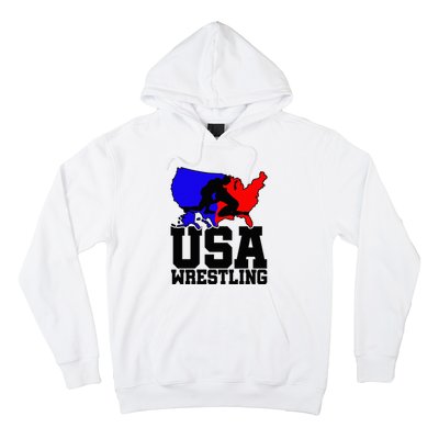 Usa Wrestling Patriotic American Flag Sports Wrestling Hoodie