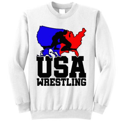 Usa Wrestling Patriotic American Flag Sports Wrestling Sweatshirt