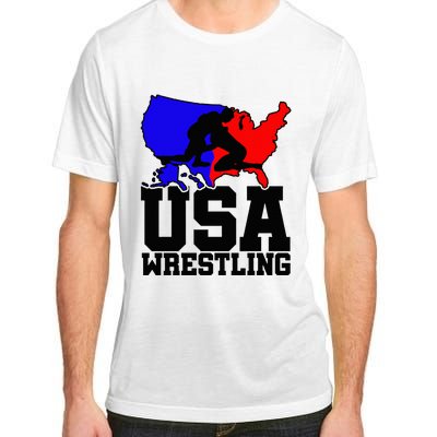 Usa Wrestling Patriotic American Flag Sports Wrestling Adult ChromaSoft Performance T-Shirt