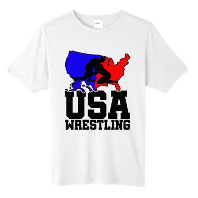 Usa Wrestling Patriotic American Flag Sports Wrestling Tall Fusion ChromaSoft Performance T-Shirt