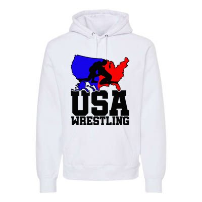 Usa Wrestling Patriotic American Flag Sports Wrestling Premium Hoodie