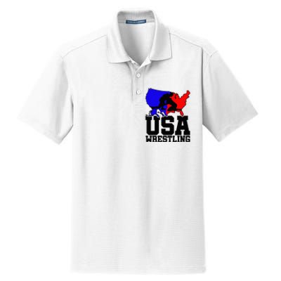 Usa Wrestling Patriotic American Flag Sports Wrestling Dry Zone Grid Polo