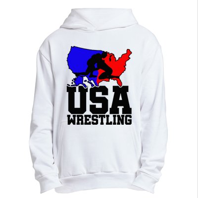 Usa Wrestling Patriotic American Flag Sports Wrestling Urban Pullover Hoodie