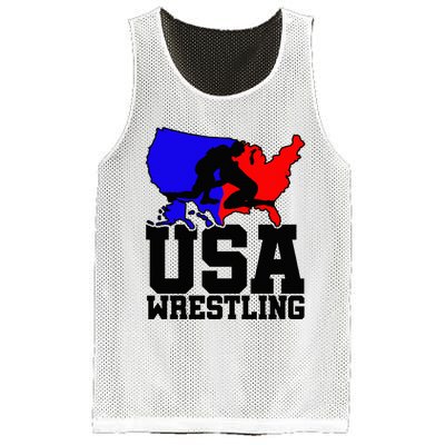 Usa Wrestling Patriotic American Flag Sports Wrestling Mesh Reversible Basketball Jersey Tank