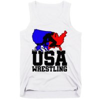 Usa Wrestling Patriotic American Flag Sports Wrestling Tank Top