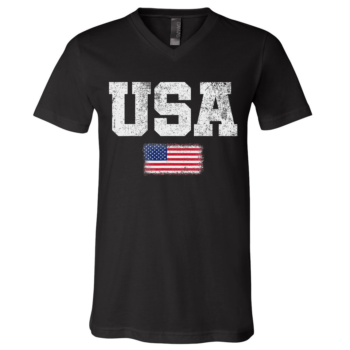 Usa Women Patriotic American Us Flag July 4th V-Neck T-Shirt