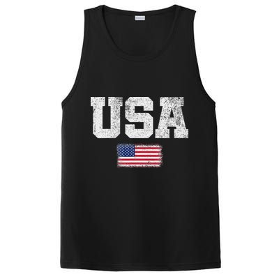 Usa Women Patriotic American Us Flag July 4th PosiCharge Competitor Tank