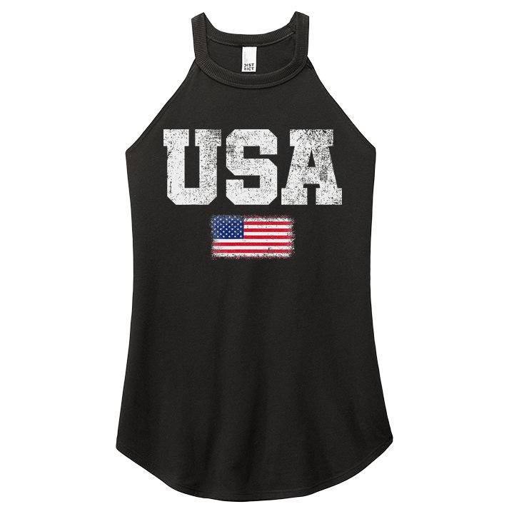 Usa Women Patriotic American Us Flag July 4th Women's Perfect Tri Rocker Tank