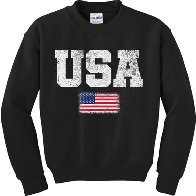 Usa Women Patriotic American Us Flag July 4th Kids Sweatshirt