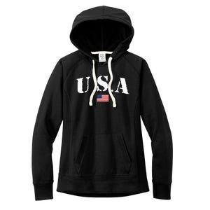 USA Women Patriotic American Flag 4th July Women's Fleece Hoodie