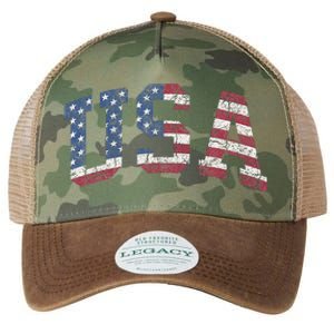 USA Wo Patriotic American Flag Distressed Legacy Tie Dye Trucker Hat