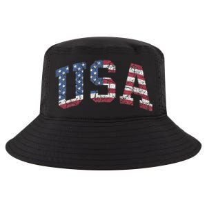 USA Wo Patriotic American Flag Distressed Cool Comfort Performance Bucket Hat