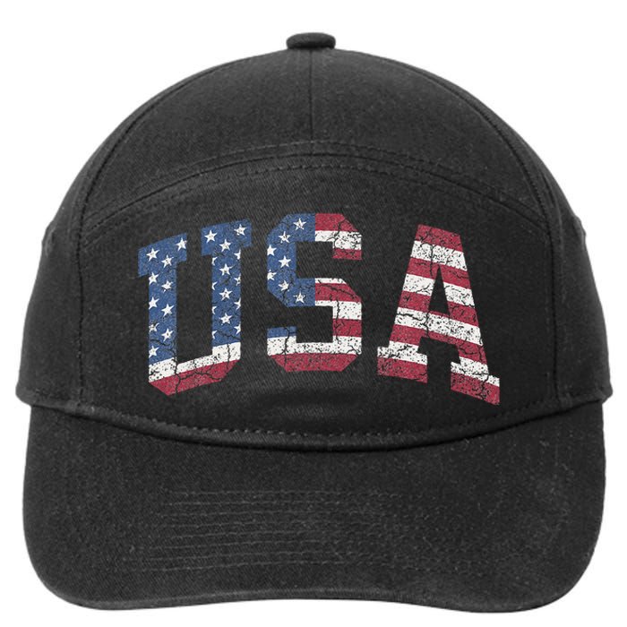 USA Wo Patriotic American Flag Distressed 7-Panel Snapback Hat