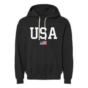 Usa Women Patriotic American Flag Garment-Dyed Fleece Hoodie