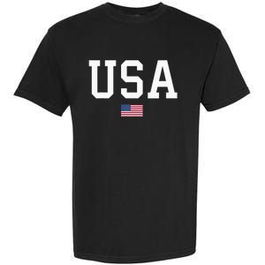 Usa Women Patriotic American Flag Garment-Dyed Heavyweight T-Shirt