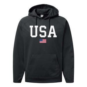 Usa Women Patriotic American Flag Performance Fleece Hoodie