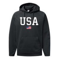 Usa Women Patriotic American Flag Performance Fleece Hoodie