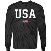 Usa Women Patriotic American Flag Tie-Dye Long Sleeve Shirt