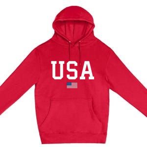 Usa Women Patriotic American Flag Premium Pullover Hoodie