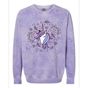 Unicorn with Pink Hearts and Diamonds Magical Unicorn Colorblast Crewneck Sweatshirt