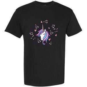 Unicorn with Pink Hearts and Diamonds Magical Unicorn Garment-Dyed Heavyweight T-Shirt