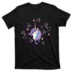 Unicorn with Pink Hearts and Diamonds Magical Unicorn T-Shirt