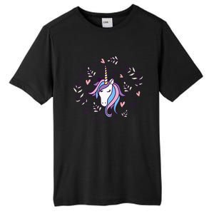 Unicorn with Pink Hearts and Diamonds Magical Unicorn Tall Fusion ChromaSoft Performance T-Shirt