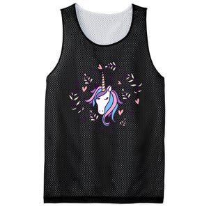 Unicorn with Pink Hearts and Diamonds Magical Unicorn Mesh Reversible Basketball Jersey Tank