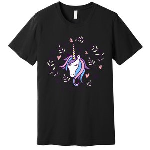 Unicorn with Pink Hearts and Diamonds Magical Unicorn Premium T-Shirt