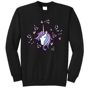 Unicorn with Pink Hearts and Diamonds Magical Unicorn Tall Sweatshirt