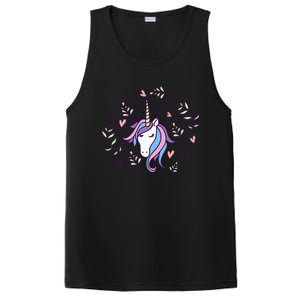 Unicorn with Pink Hearts and Diamonds Magical Unicorn PosiCharge Competitor Tank