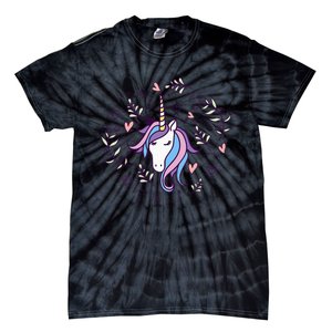 Unicorn with Pink Hearts and Diamonds Magical Unicorn Tie-Dye T-Shirt