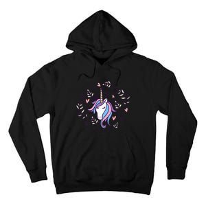 Unicorn with Pink Hearts and Diamonds Magical Unicorn Tall Hoodie