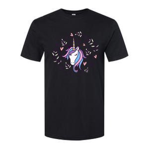 Unicorn with Pink Hearts and Diamonds Magical Unicorn Softstyle CVC T-Shirt