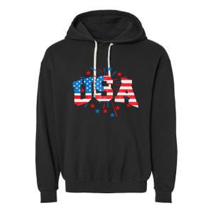 USA Women Patriotic American Flag 4th Of July Garment-Dyed Fleece Hoodie