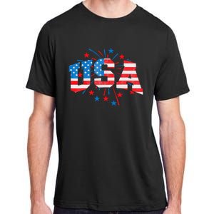 USA Women Patriotic American Flag 4th Of July Adult ChromaSoft Performance T-Shirt