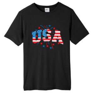 USA Women Patriotic American Flag 4th Of July Tall Fusion ChromaSoft Performance T-Shirt