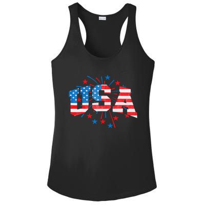 USA Women Patriotic American Flag 4th Of July Ladies PosiCharge Competitor Racerback Tank