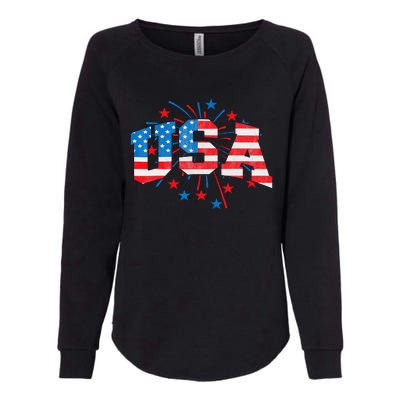 USA Women Patriotic American Flag 4th Of July Womens California Wash Sweatshirt