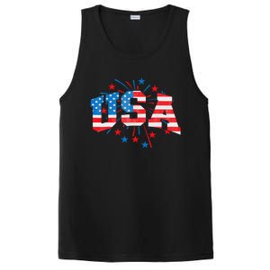 USA Women Patriotic American Flag 4th Of July PosiCharge Competitor Tank