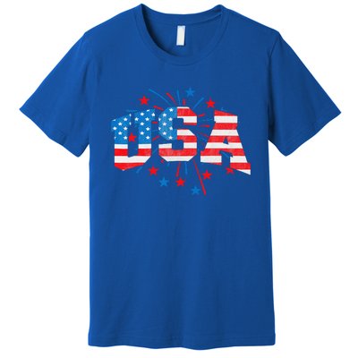 USA Women Patriotic American Flag 4th Of July Premium T-Shirt