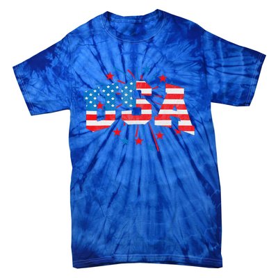 USA Women Patriotic American Flag 4th Of July Tie-Dye T-Shirt