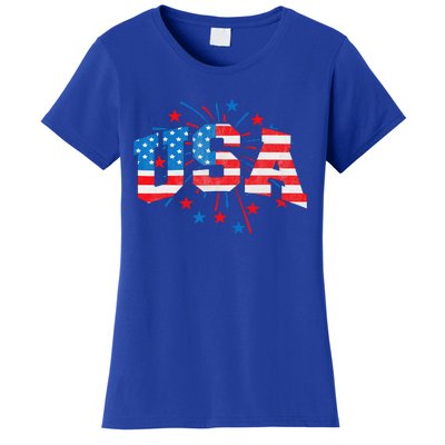 USA Women Patriotic American Flag 4th Of July Women's T-Shirt