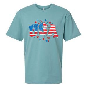 USA Women Patriotic American Flag 4th Of July Sueded Cloud Jersey T-Shirt