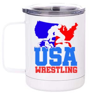 Usa Wrestling Patriotic American Flag Sports Wrestling Gift 12 oz Stainless Steel Tumbler Cup