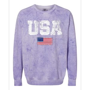 Usa Women Patriotic American Us Flag Colorblast Crewneck Sweatshirt