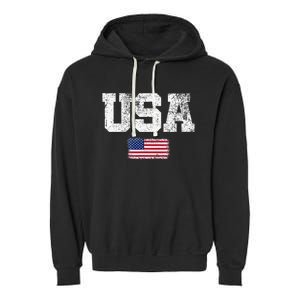 Usa Women Patriotic American Us Flag Garment-Dyed Fleece Hoodie