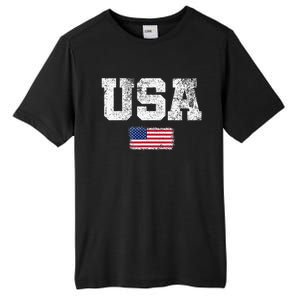 Usa Women Patriotic American Us Flag Tall Fusion ChromaSoft Performance T-Shirt