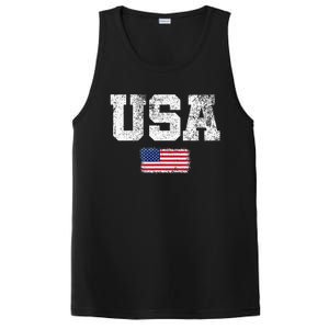 Usa Women Patriotic American Us Flag PosiCharge Competitor Tank