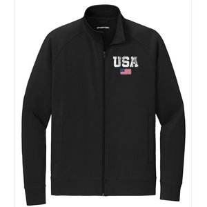 Usa Women Patriotic American Us Flag Stretch Full-Zip Cadet Jacket